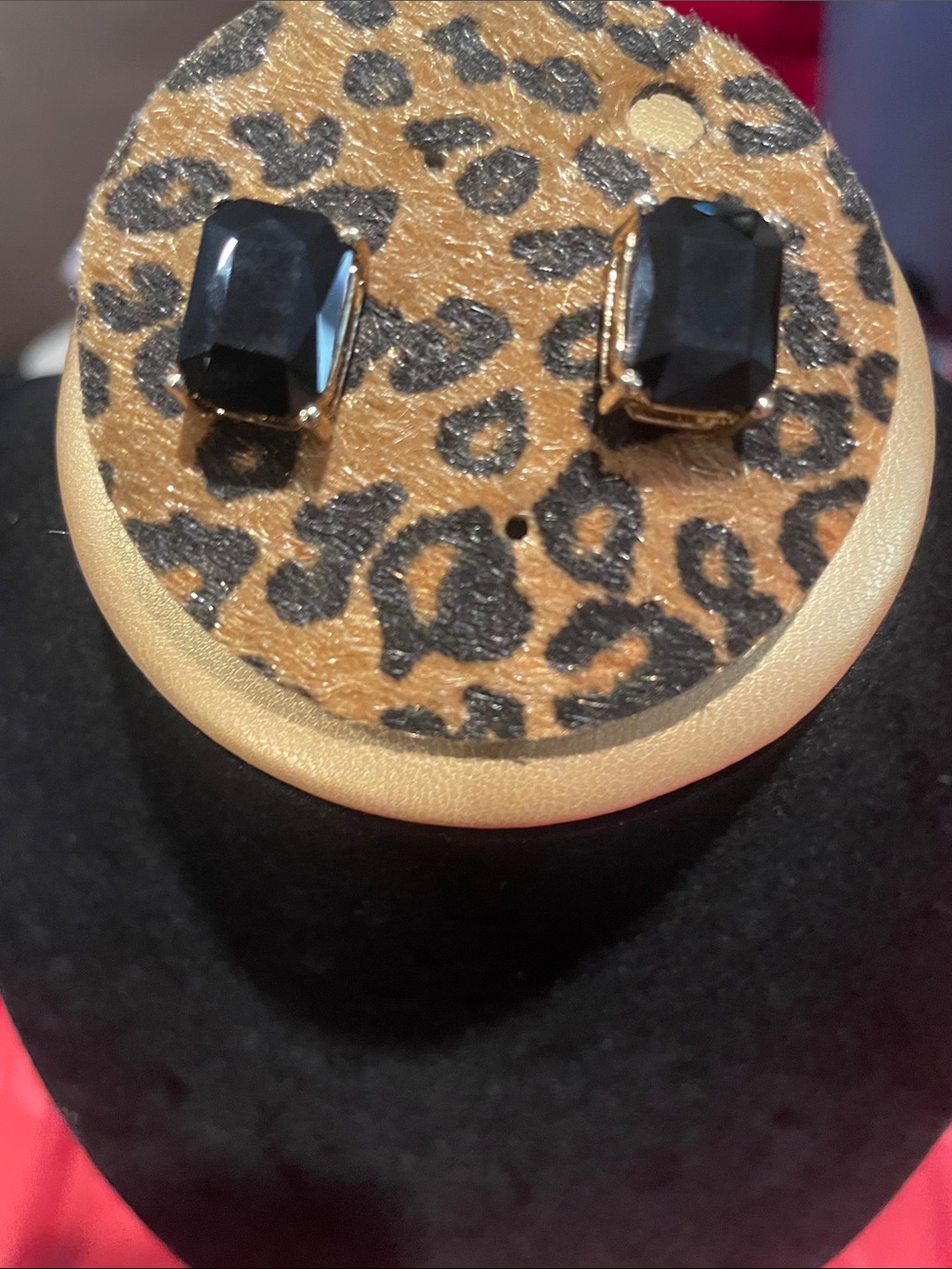 Chico's Black Rectangular Crystal Stud Earrings